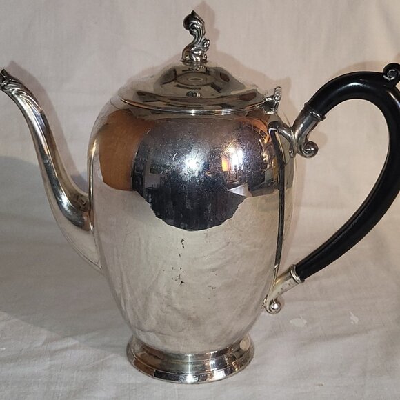 Vintage WM Rogers & Son 5 Piece Tea Coffee Set silver plated brass #1078 black - Picture 3 of 16